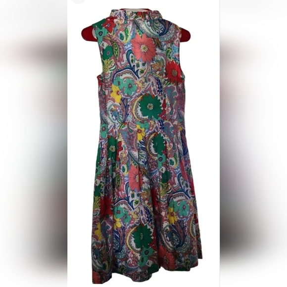 TALBOTS Dress Women 2P Petite Floral Button Front Sundress Midi Belted Pleated - Picture 2 of 5